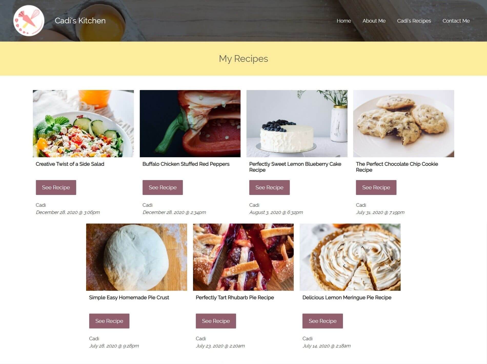 Cadi's Kitchen Recipes Page