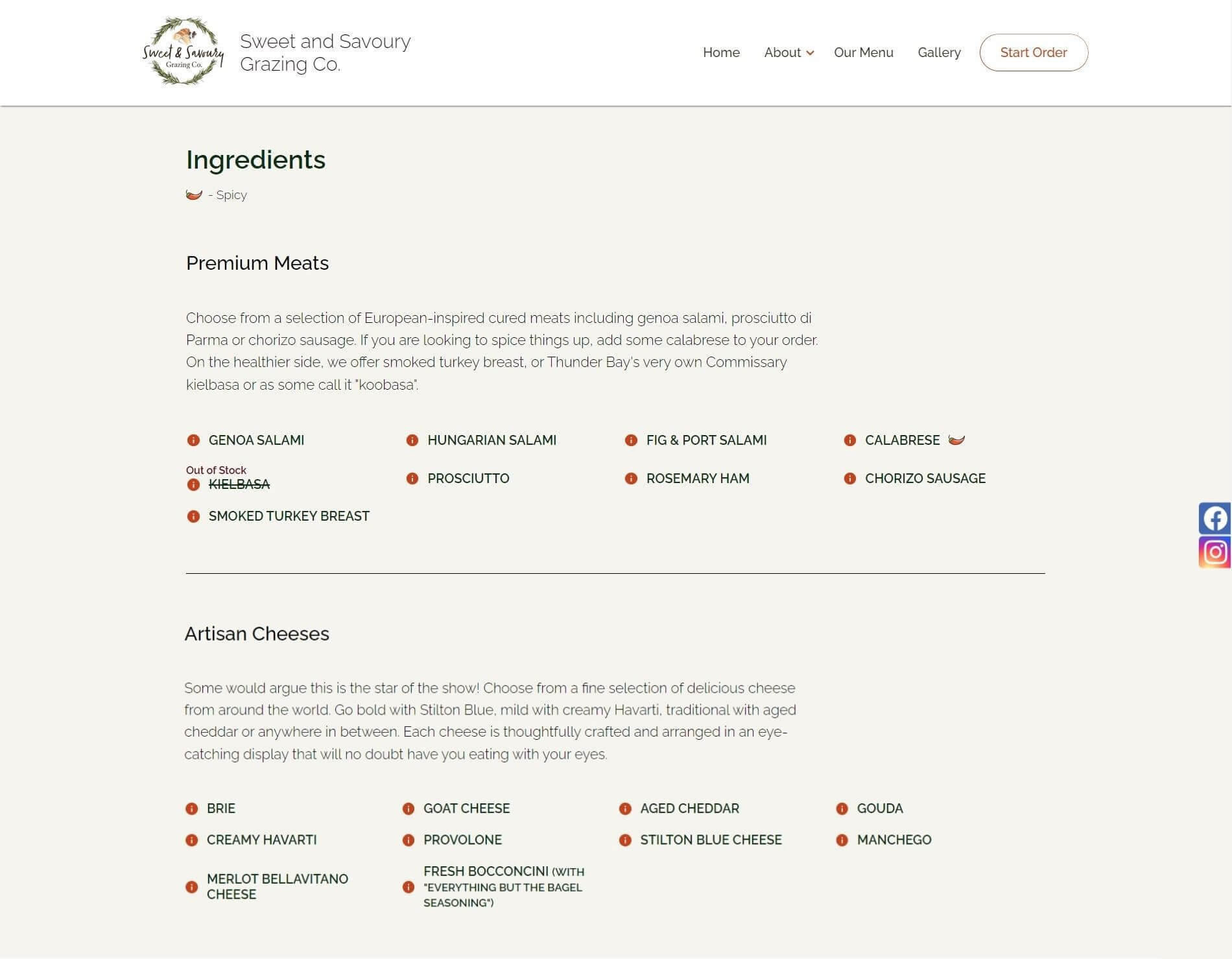 SSGC Website Ingredients List