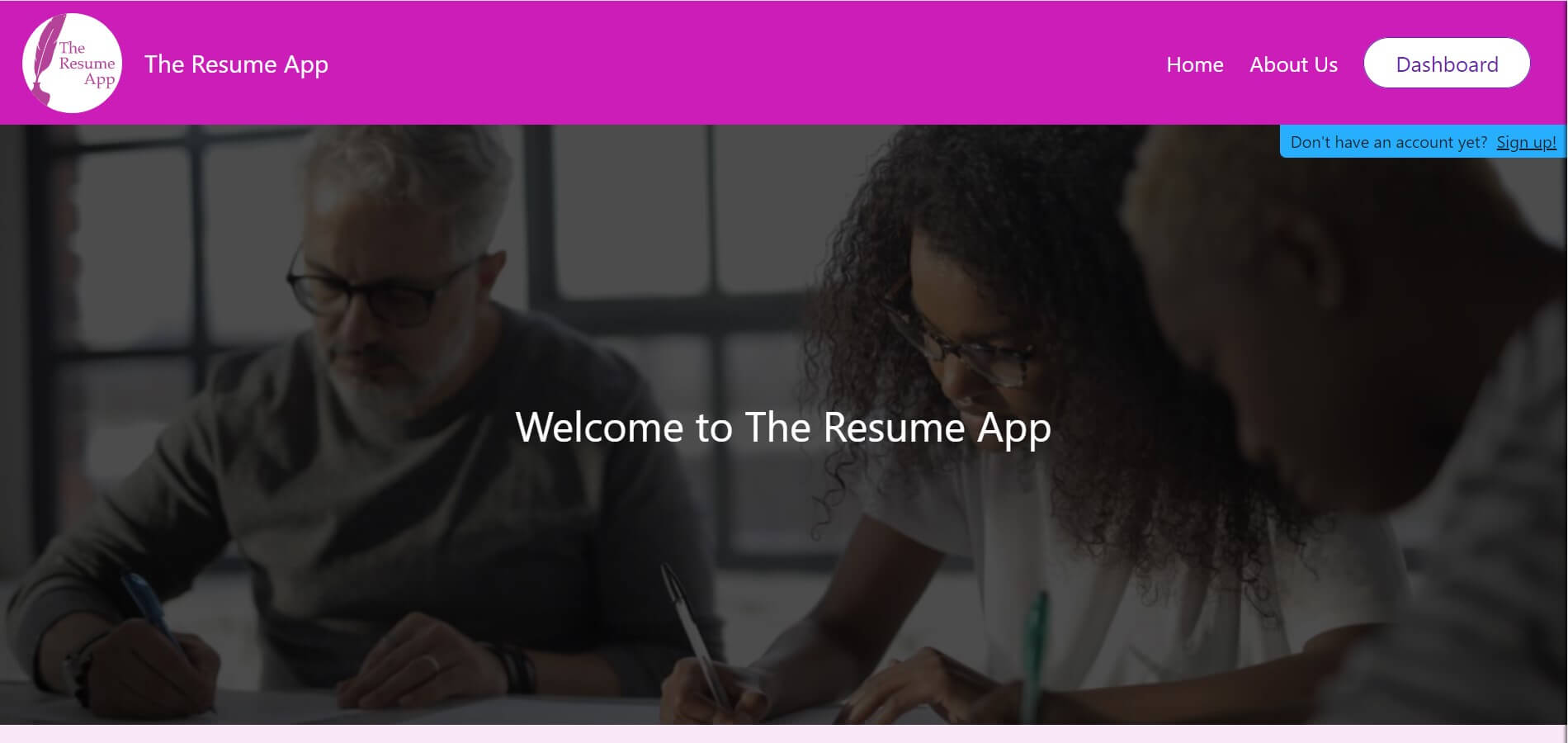 The Resume App Project Demo - Hero Image